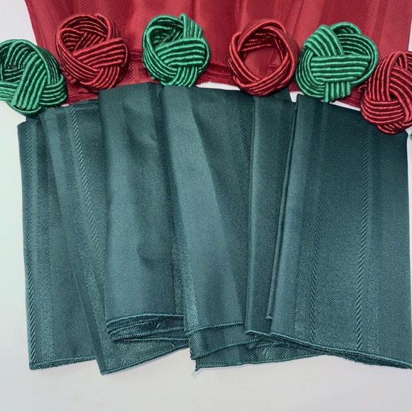 Christmas Holiday Woven Linen Napkin Napkins 6 Green 6 Red 8 Napkin Rings 17 In - Picture 4 of 9